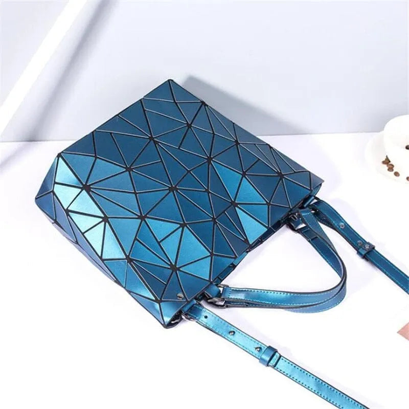 Tasche Geometrisches Muster Blau Funktional für Die Moderne Frau