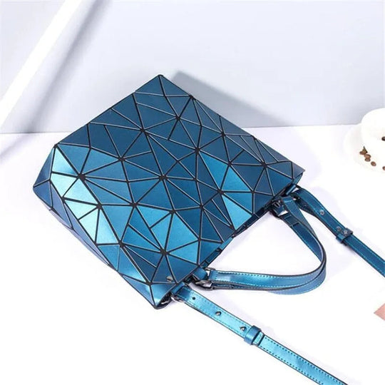 Tasche Geometrisches Muster Blau Funktional für Die Moderne Frau