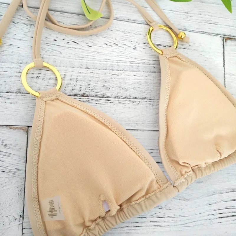 Shopnory | Neu Sexy Bikinis Pailletten Goldfarbe Frauen Bandage Bikini Set Push-Up Vorgepolsterter Bh Badeanzug Set Bademode