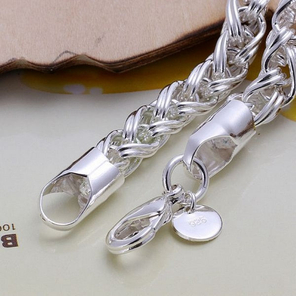 Damen 925 Sterling Silber Geflochtene Link Handkette | Shop Nory