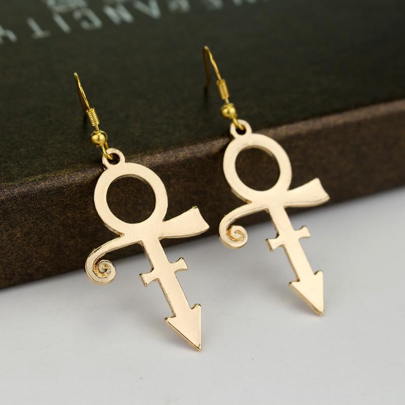 Prinz RIP Gedenk-Symbol Goldplattierte Hakenohrringe | Shop Nory