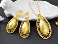 Damen Elegantes Goldfüllung Oval Große Wand Ausschnitt Glatte Anhänger & Ohrringe Set | Shop Nory