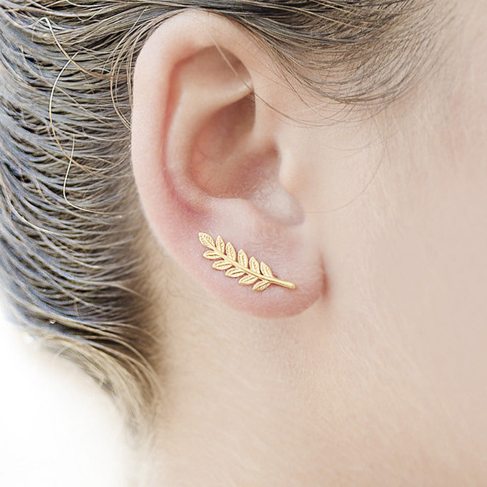 Gold Leaf Crawlers Ohr Kletterer Statement Stud Cuff Paar Ohrringe | Shop Nory