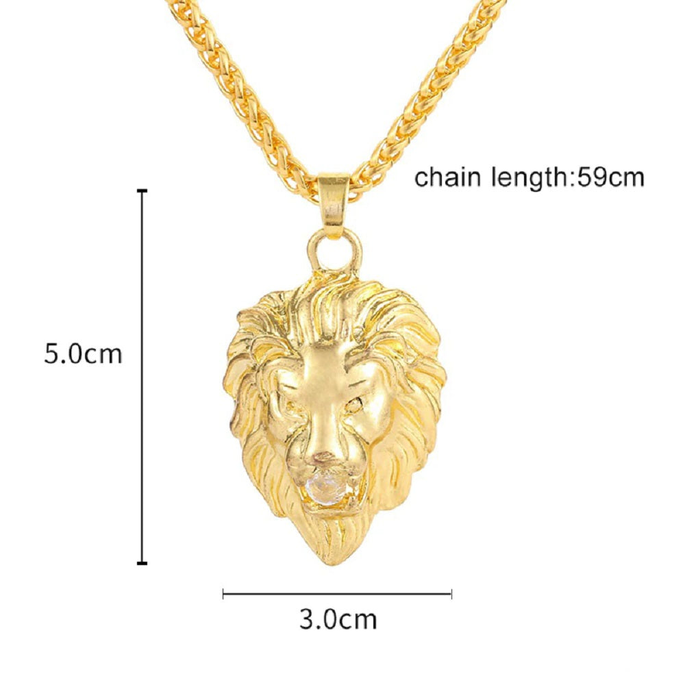 Goldbeschichtete Löwenkopfklarstein Medusa Anhänger Drehkette Halskette | Shop Nory