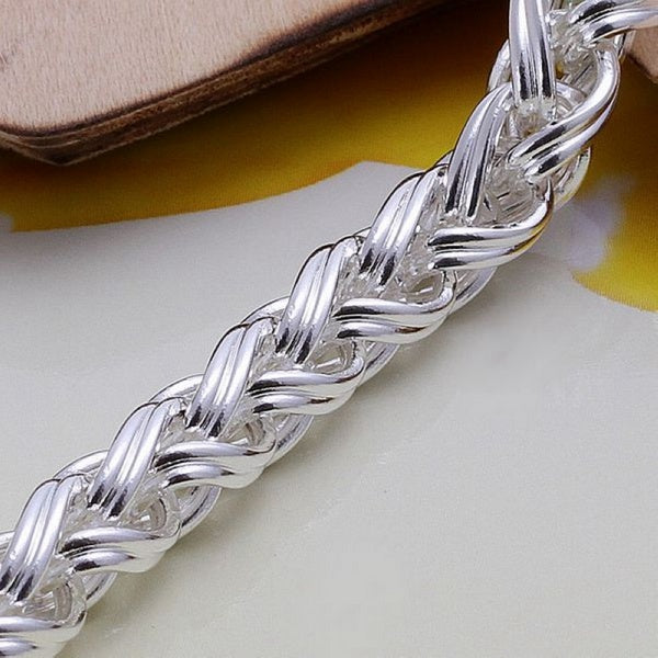 Damen 925 Sterling Silber Geflochtene Link Handkette | Shop Nory