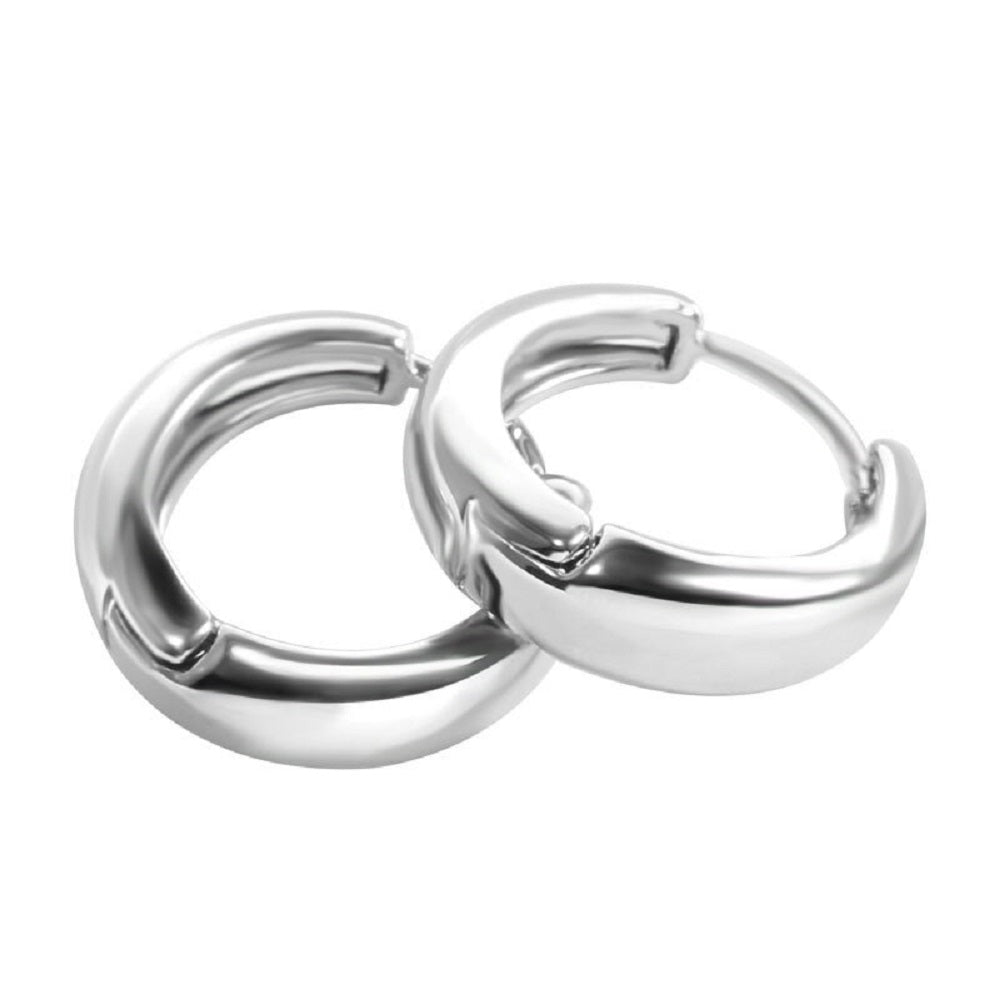 Damen Klein Silber Dick Kreis Huggie Ohrringe | Shop Nory