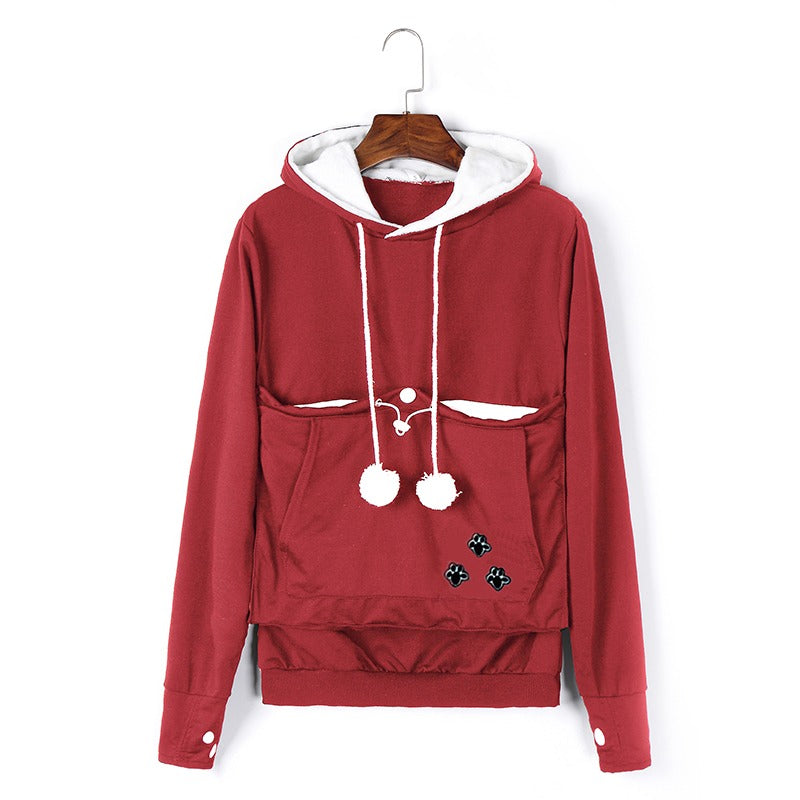 Praktischer Damen Kapuzenpullover mit Bauchtasche für Haustiere