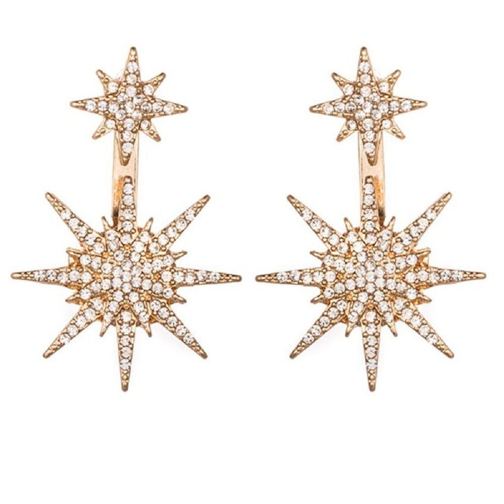 Damen Crystal Strass Große Doppelte Sechszackige Stern Ohrringe | Shop Nory