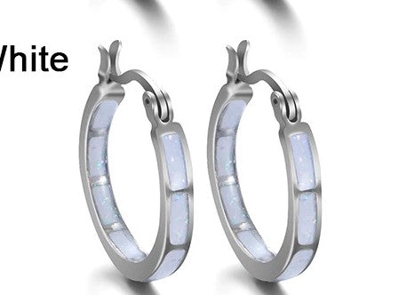 Damen Weiße Blaue Mehrfarbige Chakra Edelstahl Creolen | Shop Nory