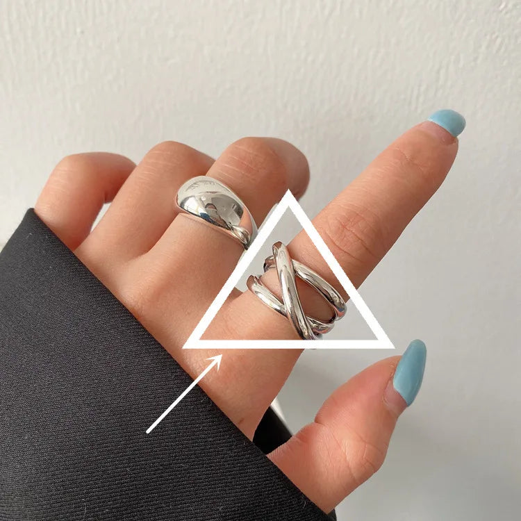 925 Sterling Silver Unregelmäßige Tropfen Kreuzring | Shop Nory