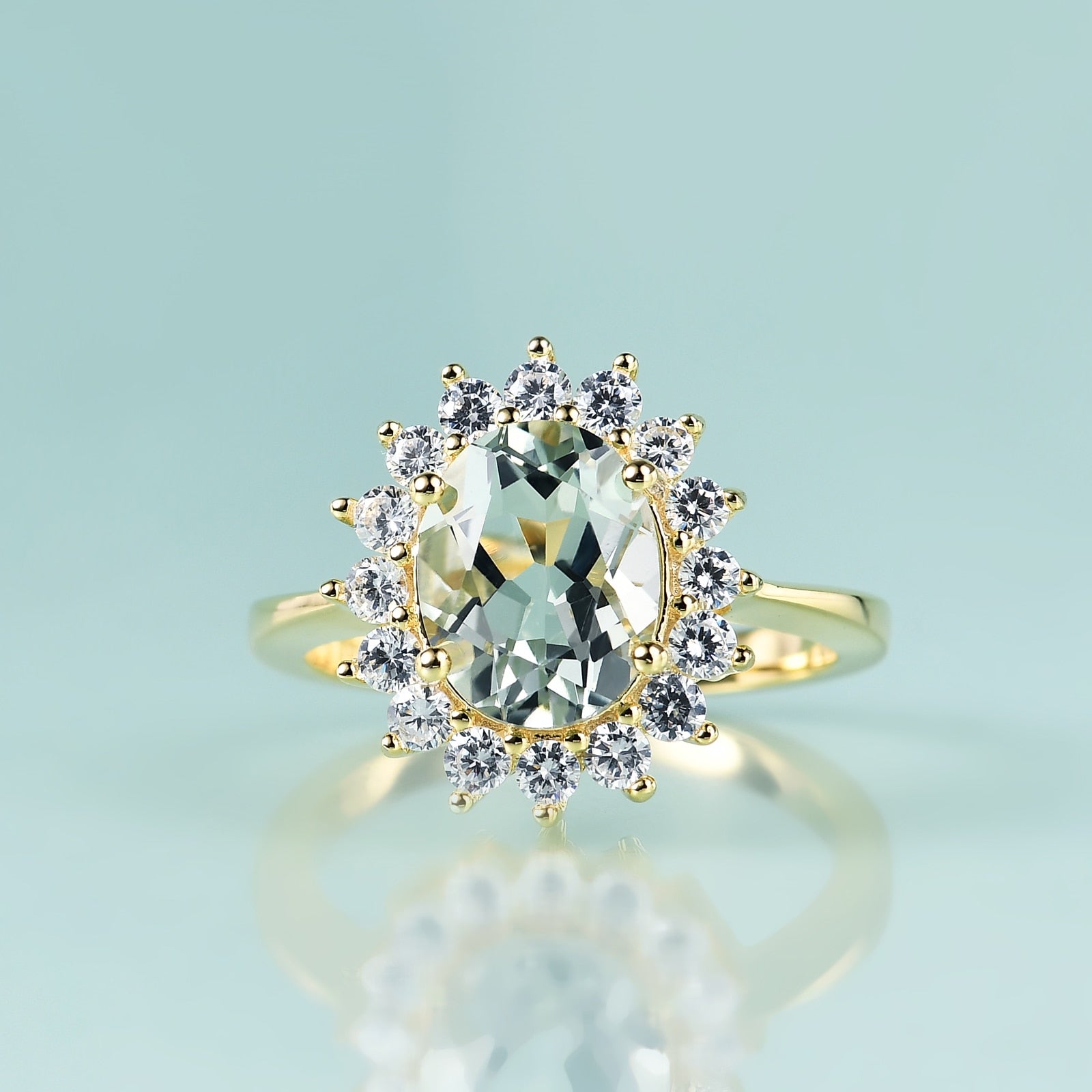 Prinzessin Diana Ring mit natürlichem grünen Amethyst | Shop Nory