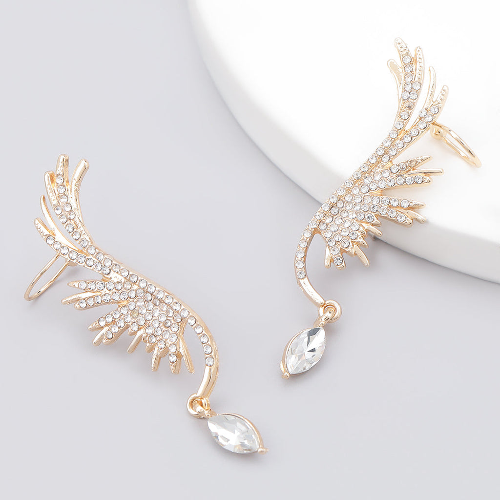 Engel Flügel Strass Hängehörnchen Kristall Ohr Cuff Krabbelohrringe | Shop Nory