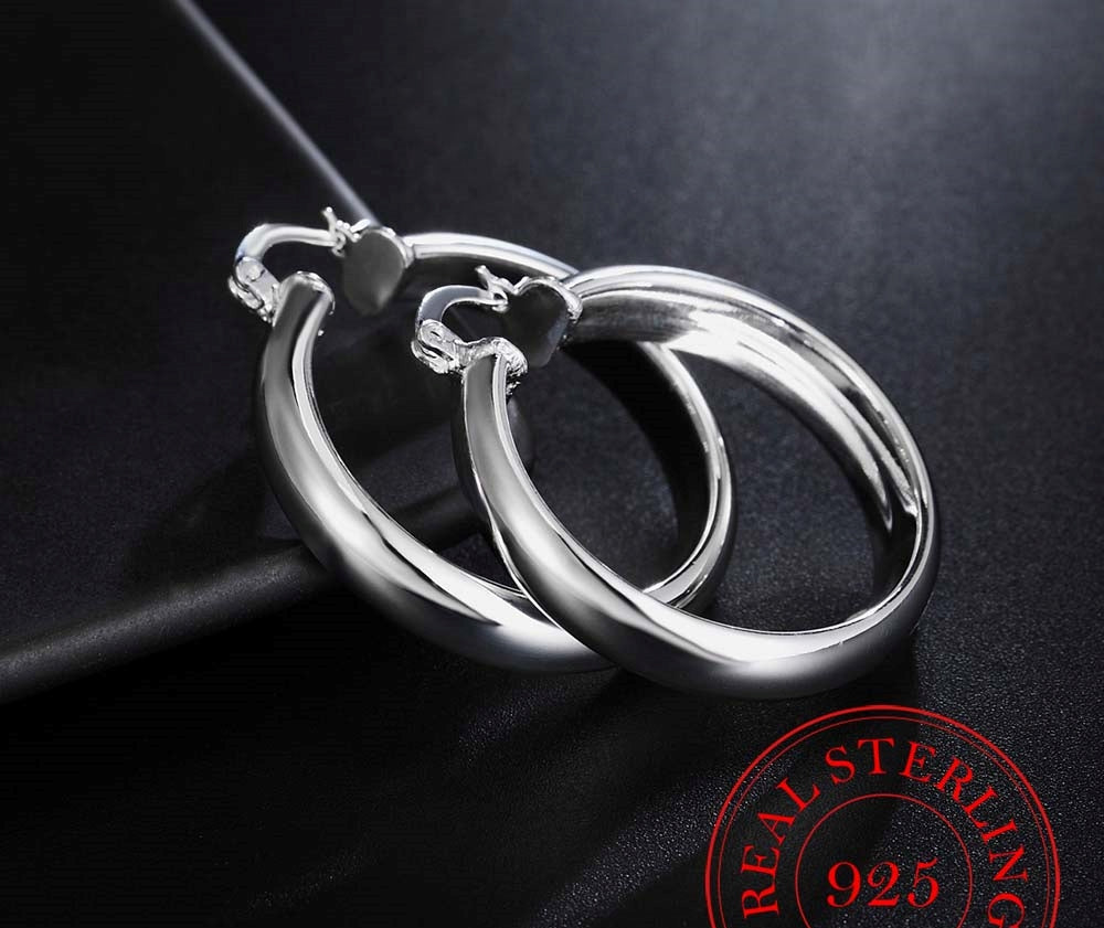 Damen 925 Silber Mittelring Creolen Hoop Ohrringe | Shop Nory