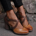 Fersen - Geschlossene Zehen - Blockabsatz - Ledersandalen - Damensandalen