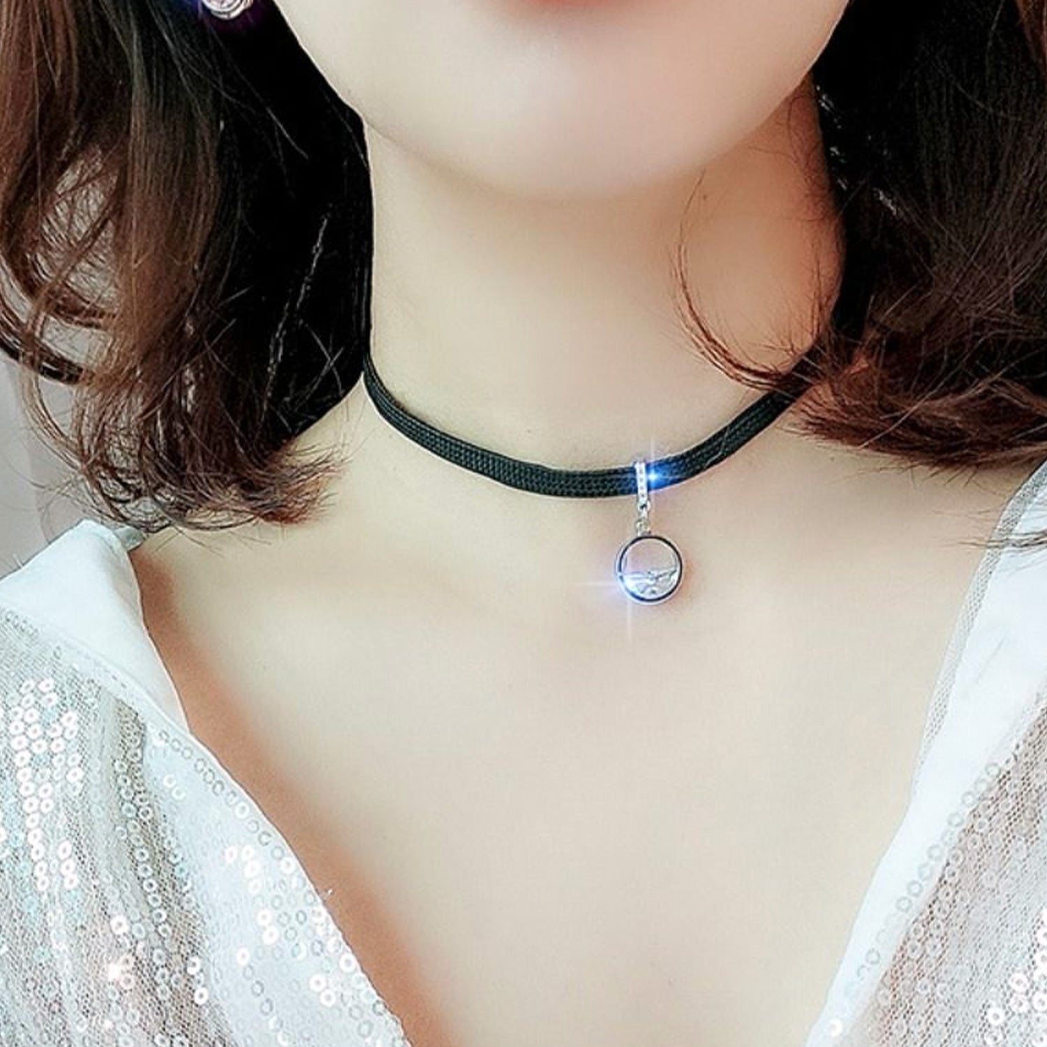 Halb-Zirkon-Geometrischer Anhänger Choker | Shop Nory