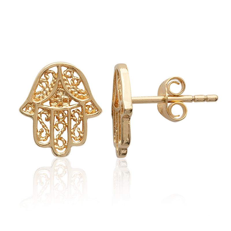 Hamsa Ohrstecker vergoldet - Hand der Fatima Ohrringe | Shop Nory