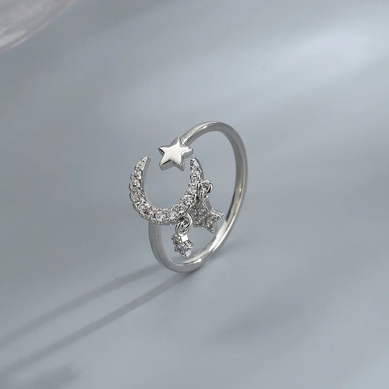 Lunar Elegance 925 Silber Mond Quaste Ring | Shop Nory