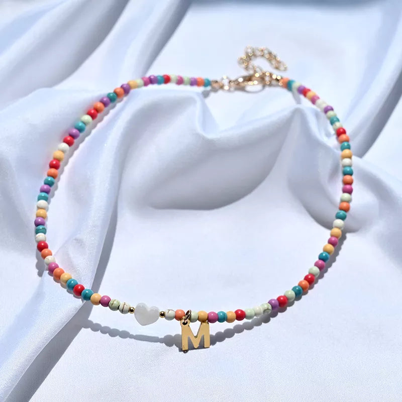 Farbige Perlen Initialen Choker | Shop Nory