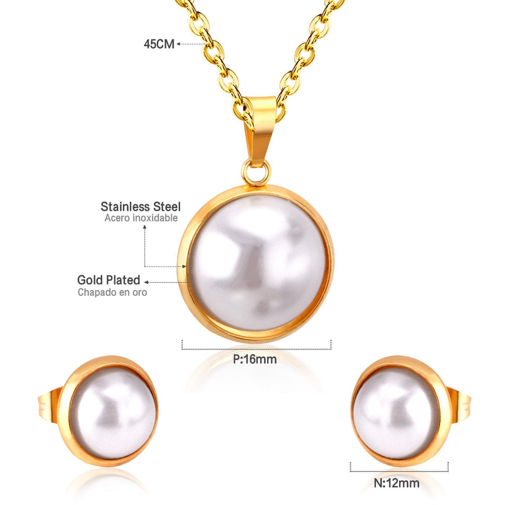 Damen Silber Gold Kette & Perlen Halskette Set | Shop Nory