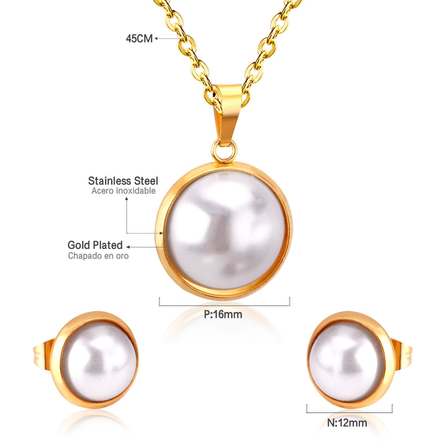 Damen Silber Gold Kette & Perlen Halskette Set | Shop Nory