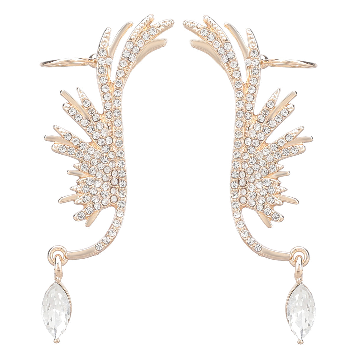 Engel Flügel Strass Hängehörnchen Kristall Ohr Cuff Krabbelohrringe | Shop Nory