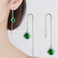 Damen Ohrringe mit Fadenverschluss Grüne Zirkonia Lange Quasten Ohrstecker | Shop Nory