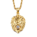 Goldbeschichtete Löwenkopfklarstein Medusa Anhänger Drehkette Halskette | Shop Nory