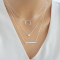 Damen Silber 3-stufige Mehrschichtige Bar Choker Halskette | Shop Nory