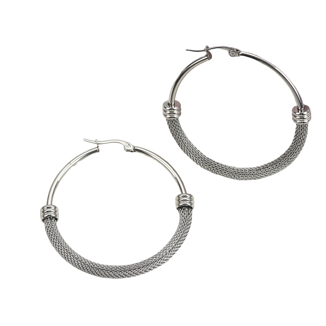 Damen Edelstahl Kreis Schlichte Korbwaren Silber Creolen | Shop Nory