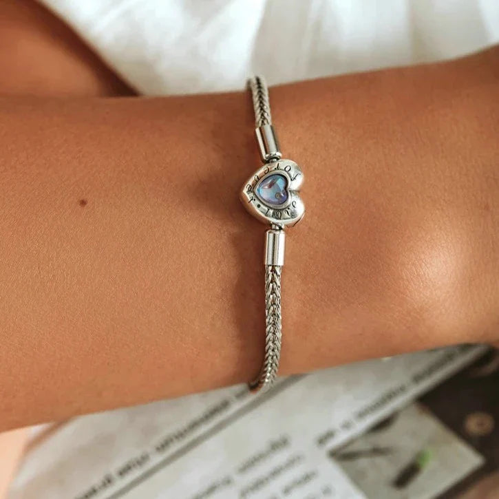 925 Sterling Silver Herz Mondstein Grundlegende Kettenarmbänder | Shop Nory