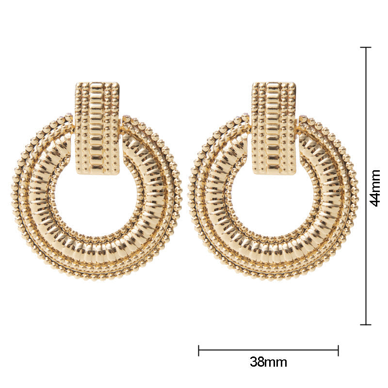 Damen Gold Rundring Disc Statement Geometric Interlock Panel Ohrstecker | Shop Nory