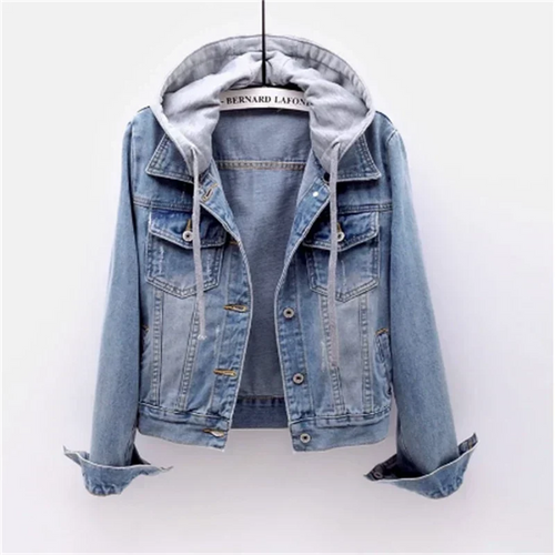 Damenjeans mit Abnehmbarem Kapuze