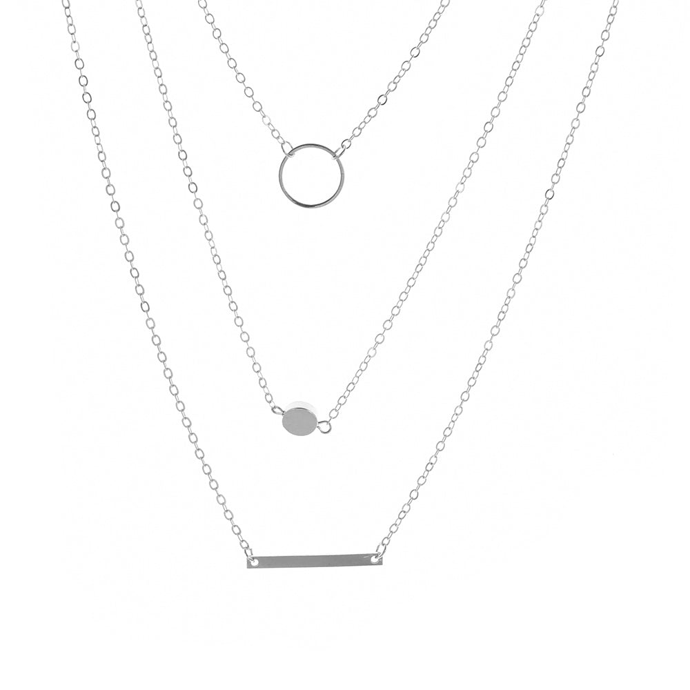 Damen Silber 3-stufige Mehrschichtige Bar Choker Halskette | Shop Nory