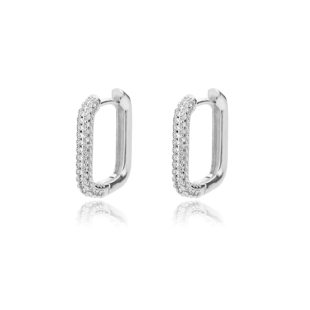 Damen Silber Edelstahl Quadrat Kleine Zirkonia Creolen | Shop Nory