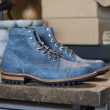 Stiefeletten - Lederlook mit Schnürung und Metallkappe