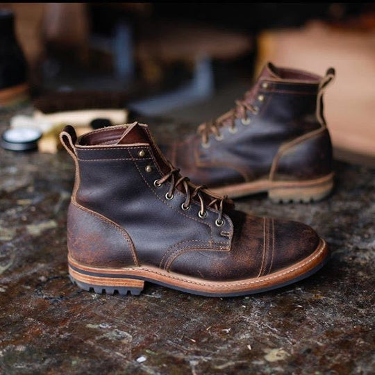Stiefeletten - Lederlook mit Schnürung und Metallkappe