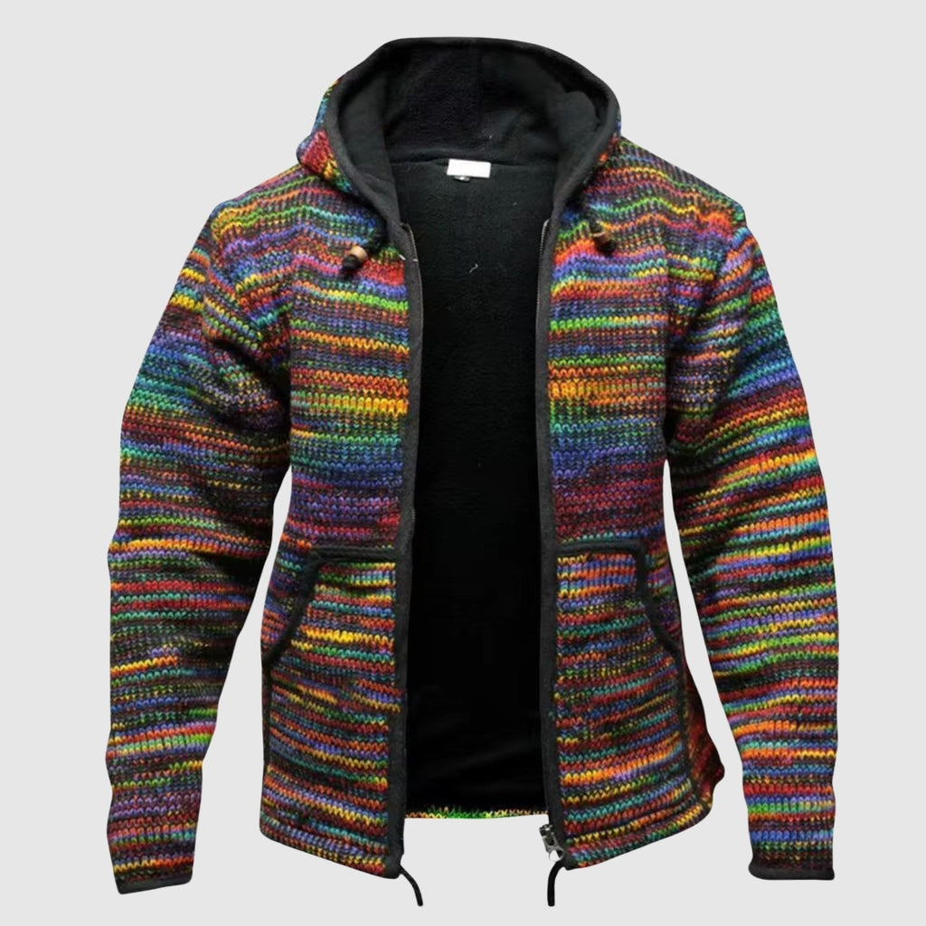Hoodie Wollmischung Relaxed Fit Boho-Stil