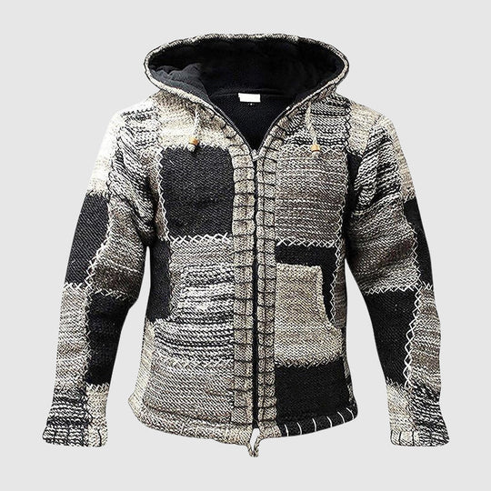 Hoodie Wollmischung Relaxed Fit Boho-Stil