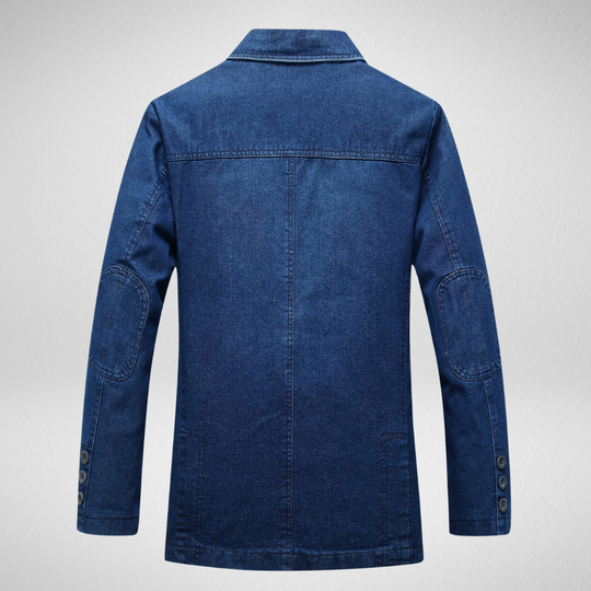 Jeansblazer Im Denim-Stil mit Einreihigem Knopfverschluss