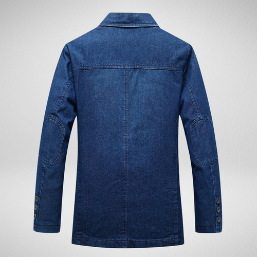Jeansblazer Im Denim-Stil mit Einreihigem Knopfverschluss