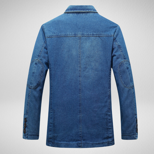 Jeansblazer Im Denim-Stil mit Einreihigem Knopfverschluss
