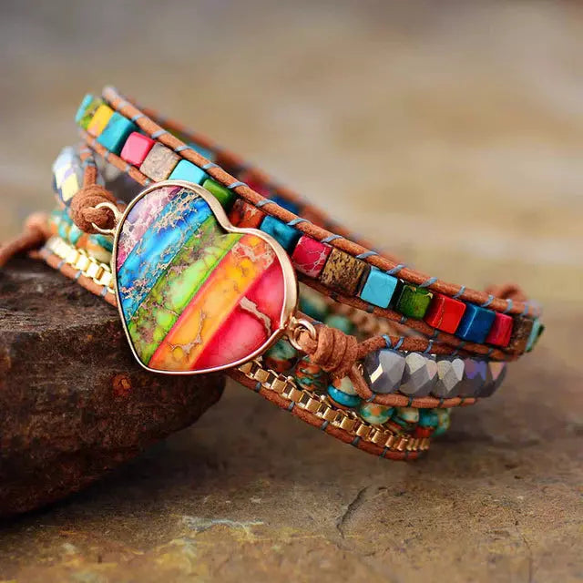 Herzförmiges Böhmisches Buntes Armband | Shop Nory