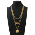 Damen Gold 3-Tier Multi-Layer Sonnen-Ausschnitt Wand Choker Weizen-Kette Party-Halskette | Shop Nory