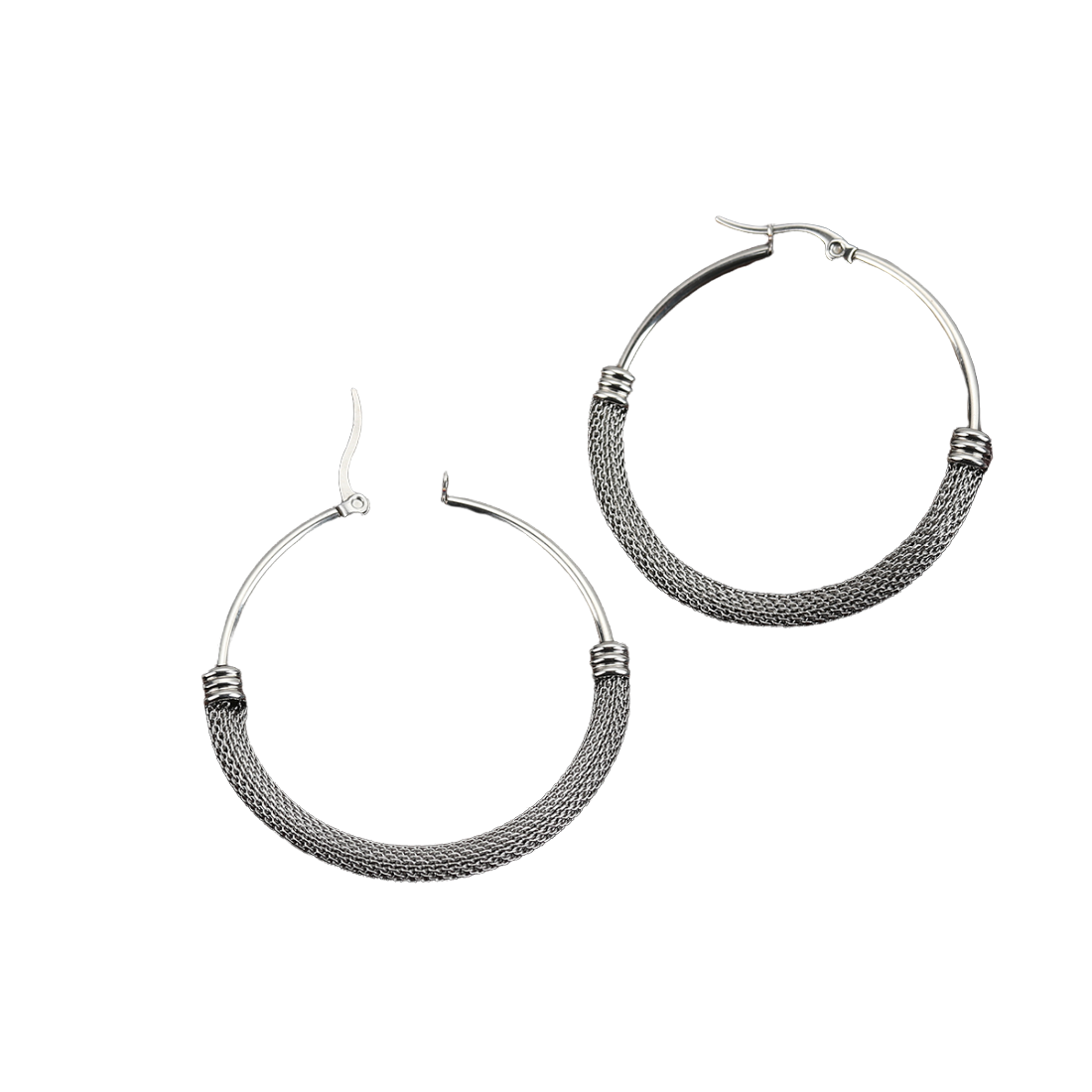Damen Edelstahl Kreis Schlichte Korbwaren Silber Creolen | Shop Nory