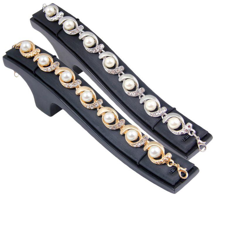 Damen Simulierte Perlen Kristall Twirl Link Verstellbares Armband | Shop Nory