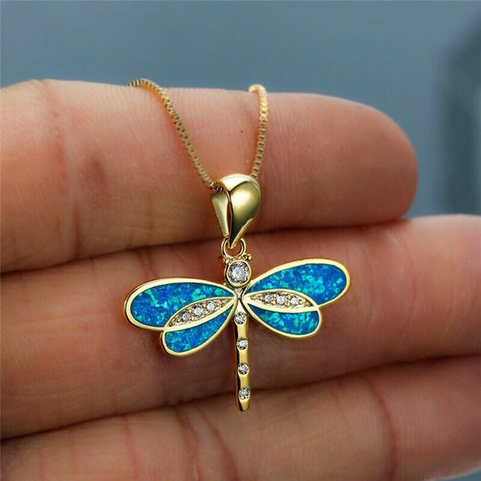 Libelle Halskette in Gold mit Opal | Shop Nory