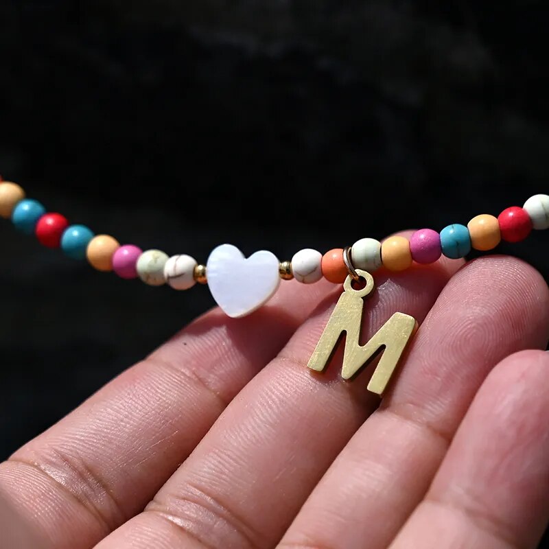 Farbige Perlen Initialen Choker | Shop Nory