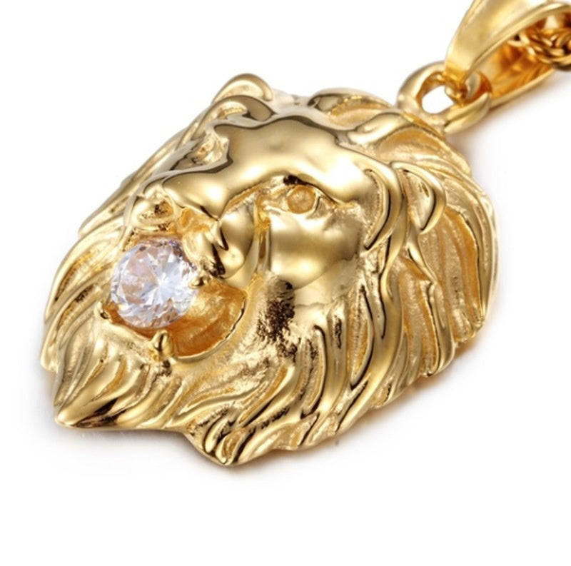 Goldbeschichtete Löwenkopfklarstein Medusa Anhänger Drehkette Halskette | Shop Nory