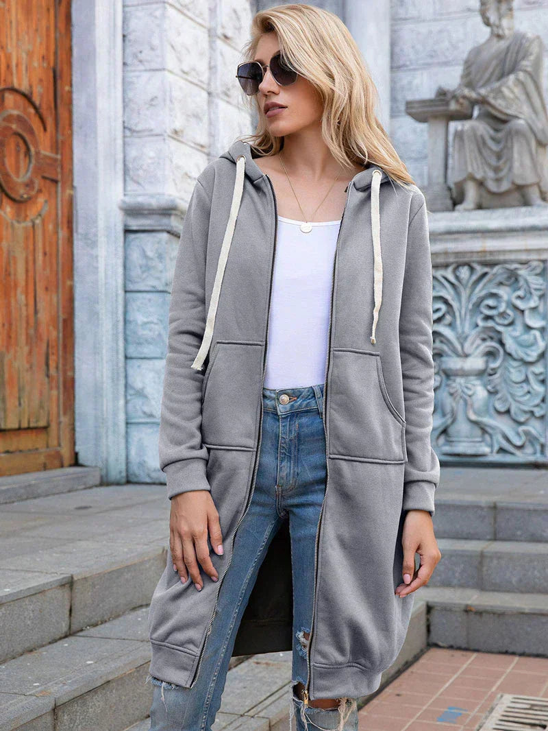 Chic lange Sweatshirtjacke