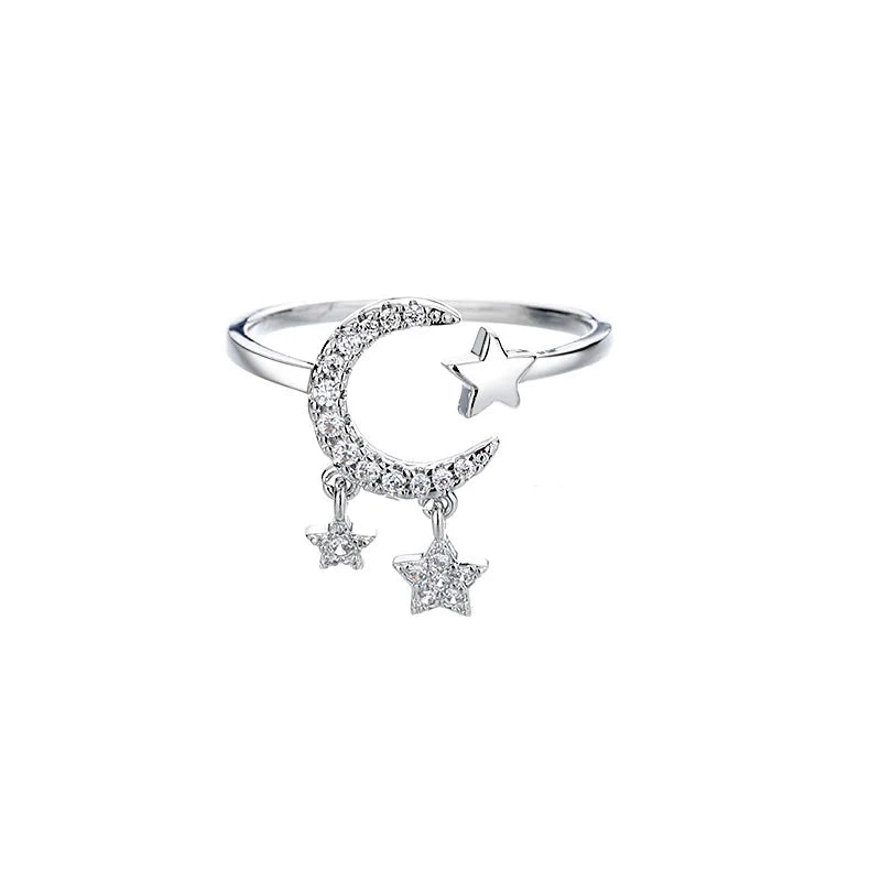 Lunar Elegance 925 Silber Mond Quaste Ring | Shop Nory